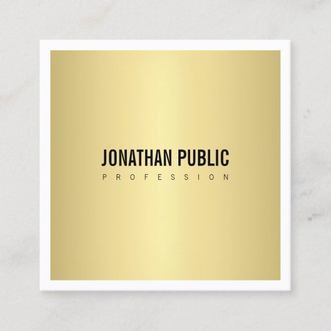 Elegantes Gold Schlicht Modernes Minimalistisch Quadratische Visitenkarte (Vorderseite)