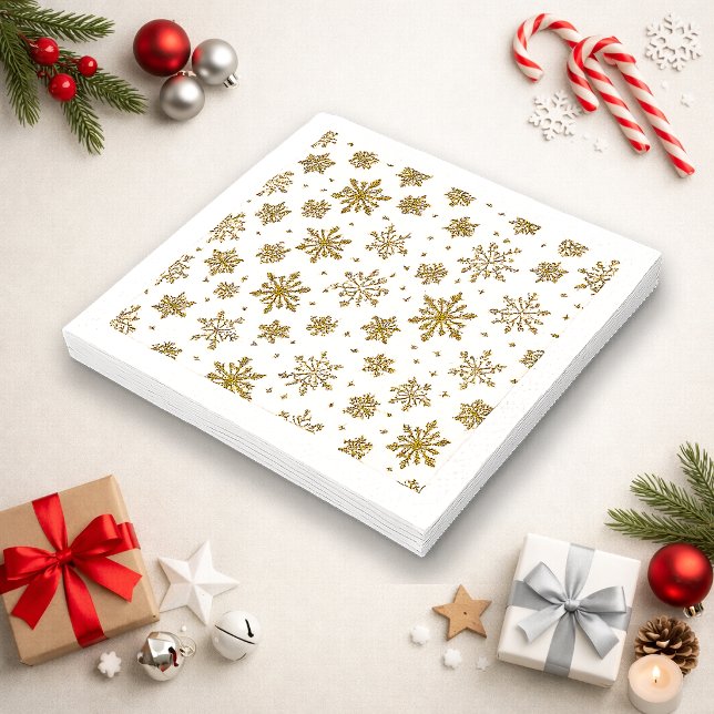 Elegantes Gold-Schneeflockenmuster Serviette (Von Creator hochgeladen)