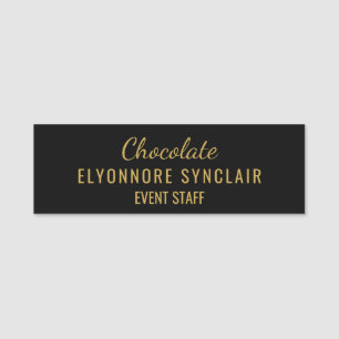 Elegantes Gold-Schwarz-Minimal-Schokoladen-Event-P Namensschild