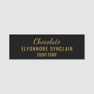 Elegantes Gold-Schwarz-Minimal-Schokoladen-Event-P Namensschild
