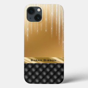 Elegantes Gold Schwarz mit Individuelle Name Case-Mate iPhone Hülle