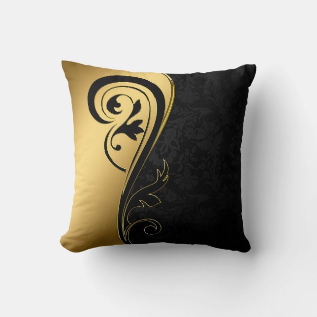 Elegantes Gold Schwarz und ein Pop Farbe Kissen (Vorderseite)