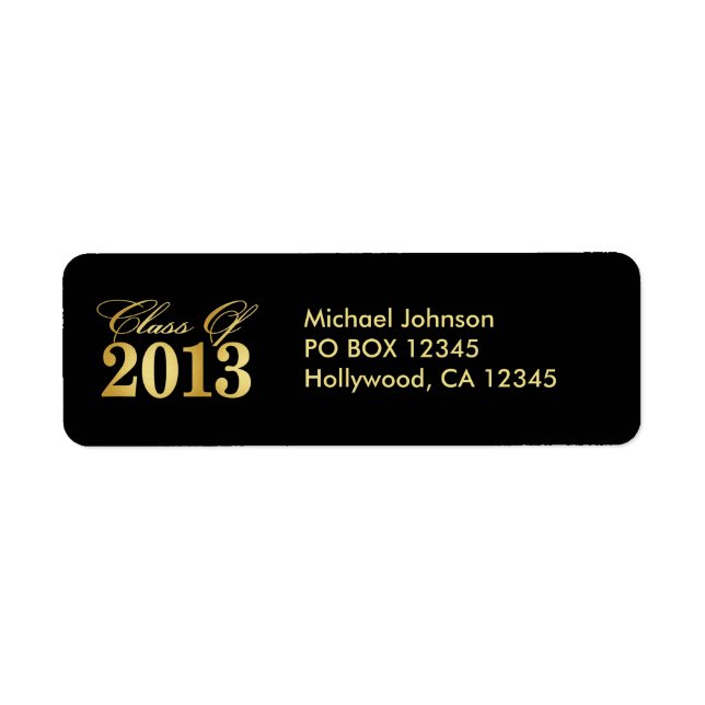 Elegantes Gold/Schwarze Klasse der Labels 2013 (Vorne)