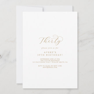 Elegantes Gold Script 30. Geburtstag Party Einladung