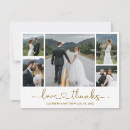 Elegantes Gold Script 5 Foto Hochzeit Vielen Dank Dankeskarte