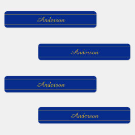 Elegantes Gold-Script auf Navy Blue Background Etiketten