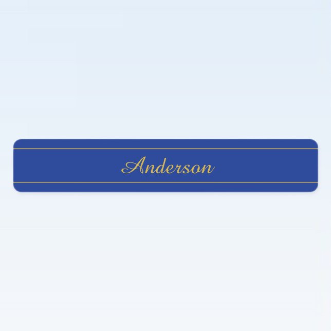 Elegantes Gold-Script auf Navy Blue Background Etiketten (Von Creator hochgeladen)