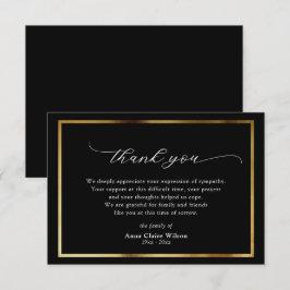 Elegantes Gold-Script-Beileid Danke-Karte Dankeskarte