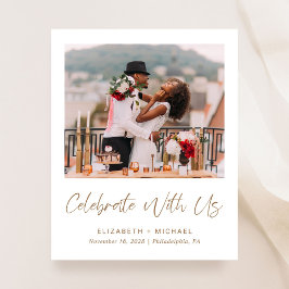 Elegantes Gold Script Foto Hochzeitsempfang