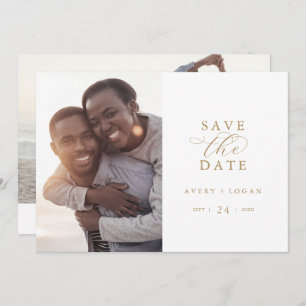 Elegantes Gold Script-Foto Save the Date