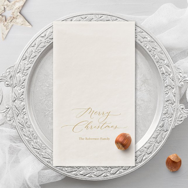 Elegantes Gold Script "Frohe Weihnachten" Serviette (Von Creator hochgeladen)