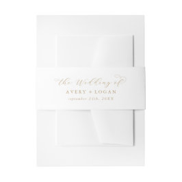 Elegantes Gold-Script für die Hochzeit von Einladungsbanderole