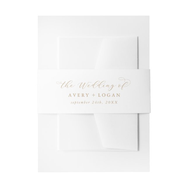 Elegantes Gold-Script für die Hochzeit von Einladungsbanderole (Vorderseite Beispiel)
