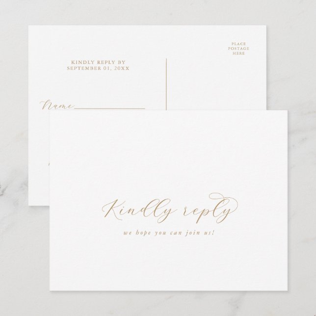 Elegantes Gold Script Menü Auswahl UAWG Postkarte (Vorne/Hinten)