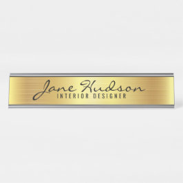 Elegantes Gold Script Modernes Schreibtisch Namens Schreibtischnamensplakette