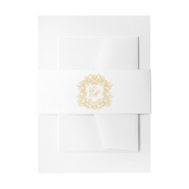 Elegantes Gold Script Monogram Wappen Hochzeit Einladungsbanderole