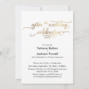 Elegantes Gold-Script nach der Hochzeit Einladung