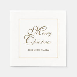 Elegantes Gold Script Personalisiert White Christm Serviette