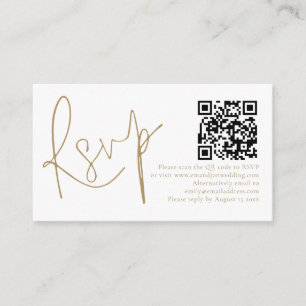 Elegantes Gold Script QR Code Hochzeit RSVP Begleitkarte