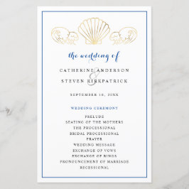 Elegantes Gold Seashell Wedding Zeremony Program