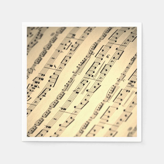 Elegantes Gold Sheet Music Paper Napkin Serviette (Vorderseite)