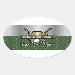 Elegantes Gold Shield-Monogramm-Design Ovaler Aufkleber