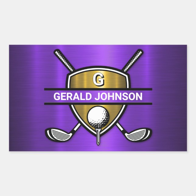 Elegantes Gold Shield-Monogramm-Design Rechteckiger Aufkleber (Vorderseite)