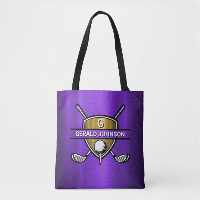 Elegantes Gold Shield-Monogramm-Design Tasche (Vorderseite)