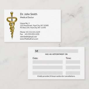 Elegantes Gold Silberner Asclepius Terminkarte