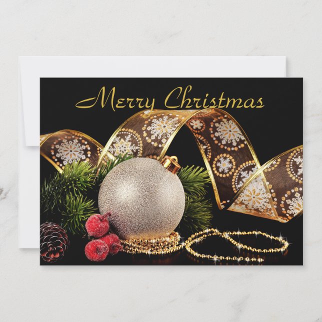 Elegantes Gold Silver Black Xmas Weihnachten Gruß (Vorderseite)