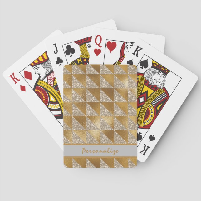 Elegantes Gold Silver Glitzer Muster personalisier Spielkarten (Rückseite)