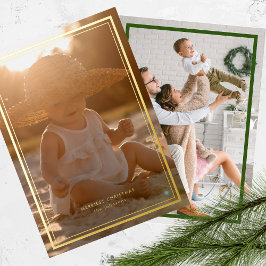 Elegantes Gold Simple Frames Weihnachts-Foto Folien Feiertagskarte