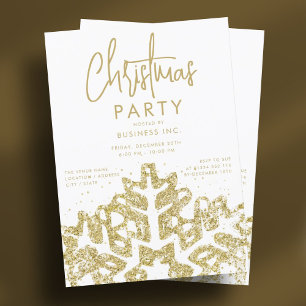 Elegantes Gold Snowflake Weihnachten Party Einladung