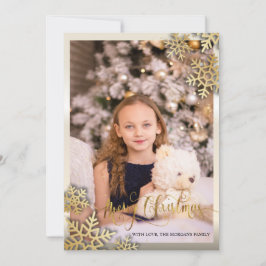 Elegantes Gold Snowflakes Foto Frohe Weihnachten