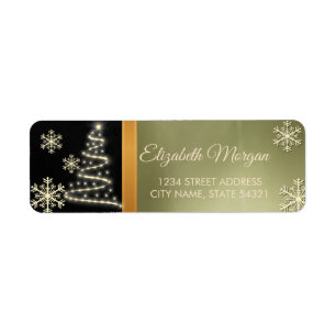 Elegantes Gold Snowflakes Weihnachtsbaum-Label