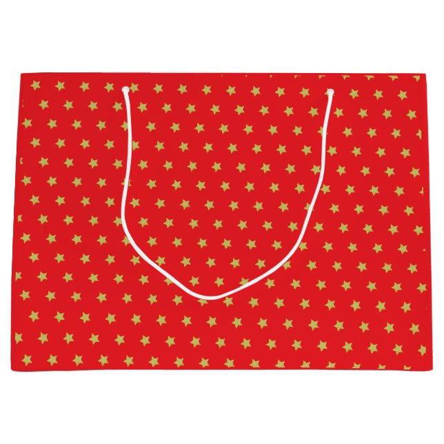 Elegantes Gold Star Muster Weihnachten Große Geschenktüte (Vorderseite)