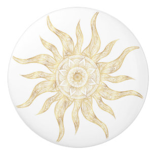 Elegantes Gold Sun Mandala Design Keramikknauf