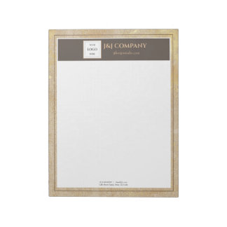 Elegantes Gold Texture Brown Frame Logo Notizblock