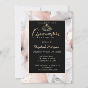 Elegantes Gold Tiara, Rose Gold Geometrisches Marm Einladung
