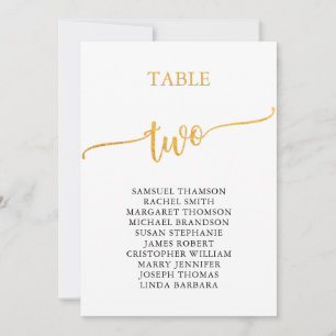 Elegantes Gold Tischnummer 2 Sitzplan