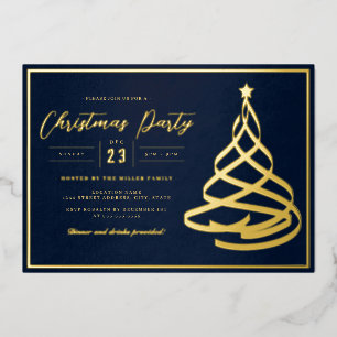 Elegantes Gold Tree Weihnachts-Party Folieneinladung