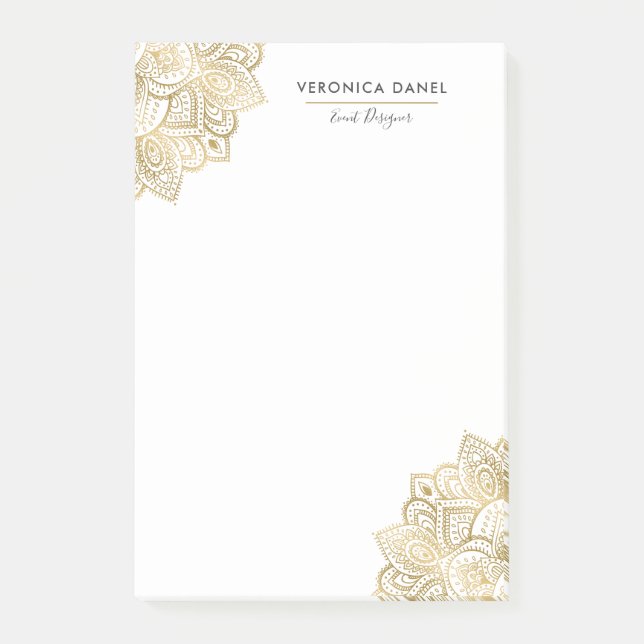 Elegantes Gold Tribal Mandala Lace Design Post-it Klebezettel (Vorderseite)