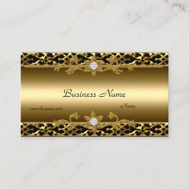 Elegantes Gold Trim Black Diamond Jewel Visitenkarte (Vorderseite)