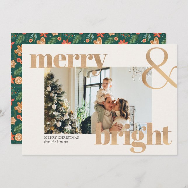 Elegantes Gold Typografie Foto Frohe Weihnachten Karte (Von Creator hochgeladen)