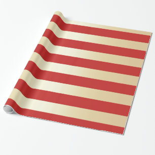 Elegantes Gold u. rotes Weihnachtsstreifen-Muster Geschenkpapier