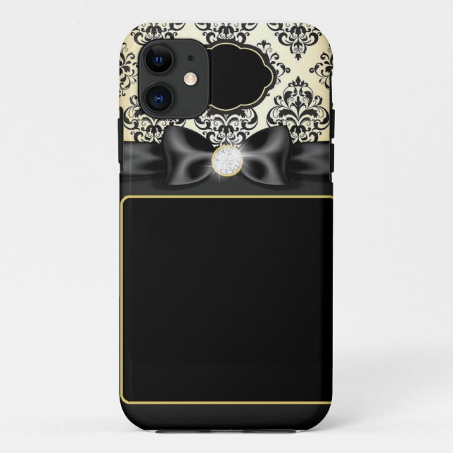 Elegantes Gold u. schwarzer Bogen Case-Mate iPhone Hülle (Rückseite)