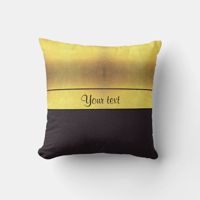 Elegantes Gold u. Schwarzes Kissen (Vorderseite)