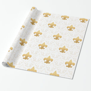 Elegantes Gold u. weißes Lilien-Verpackungs-Papier Geschenkpapier