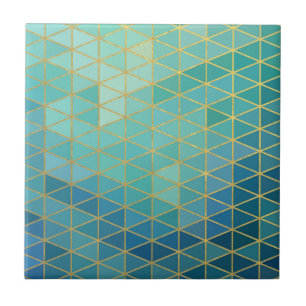 Elegantes Gold und aquamarine geometrische  Fliese