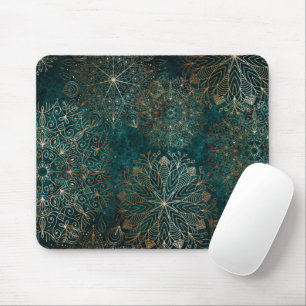 Elegantes Gold und Aquamarines Mandala-Muster Mousepad